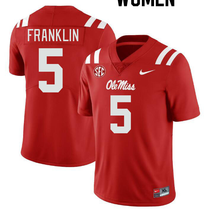 Women #5 Zakhari Franklin Ole Miss Rebels College Football Jerseyes Stitched Sale-Red